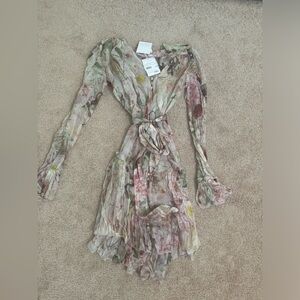 Zimmermann Pink Long Sleeve Sheath Dress for Wedding Guest